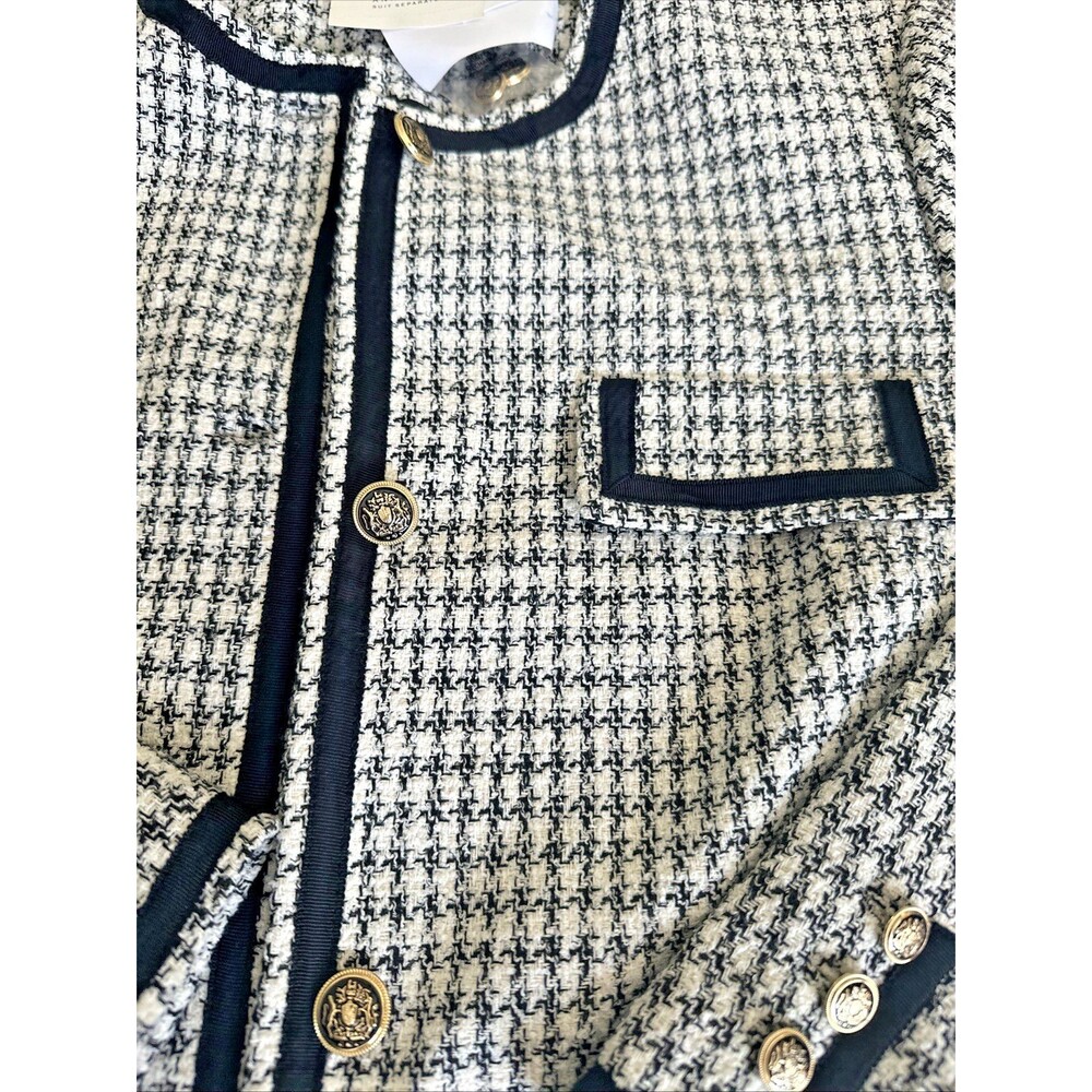 Anne Klein Women's Chic Tweed Fabric Collarless Long Jacket TopCoat Blazer 14 - Picture 9 of 12